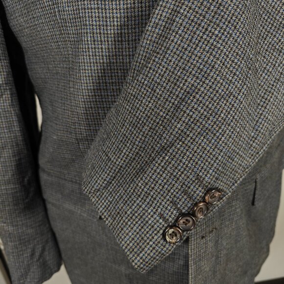 Ralph Lauren Mens Sport Coat Blazer Houndstooth Gray Silk Wool Cashmere Size 44L - Picture 9 of 15